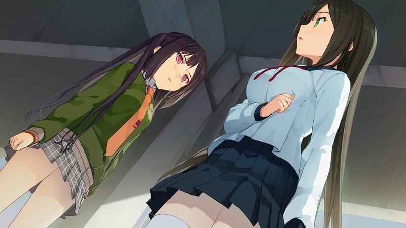 Two girls in school uniforms