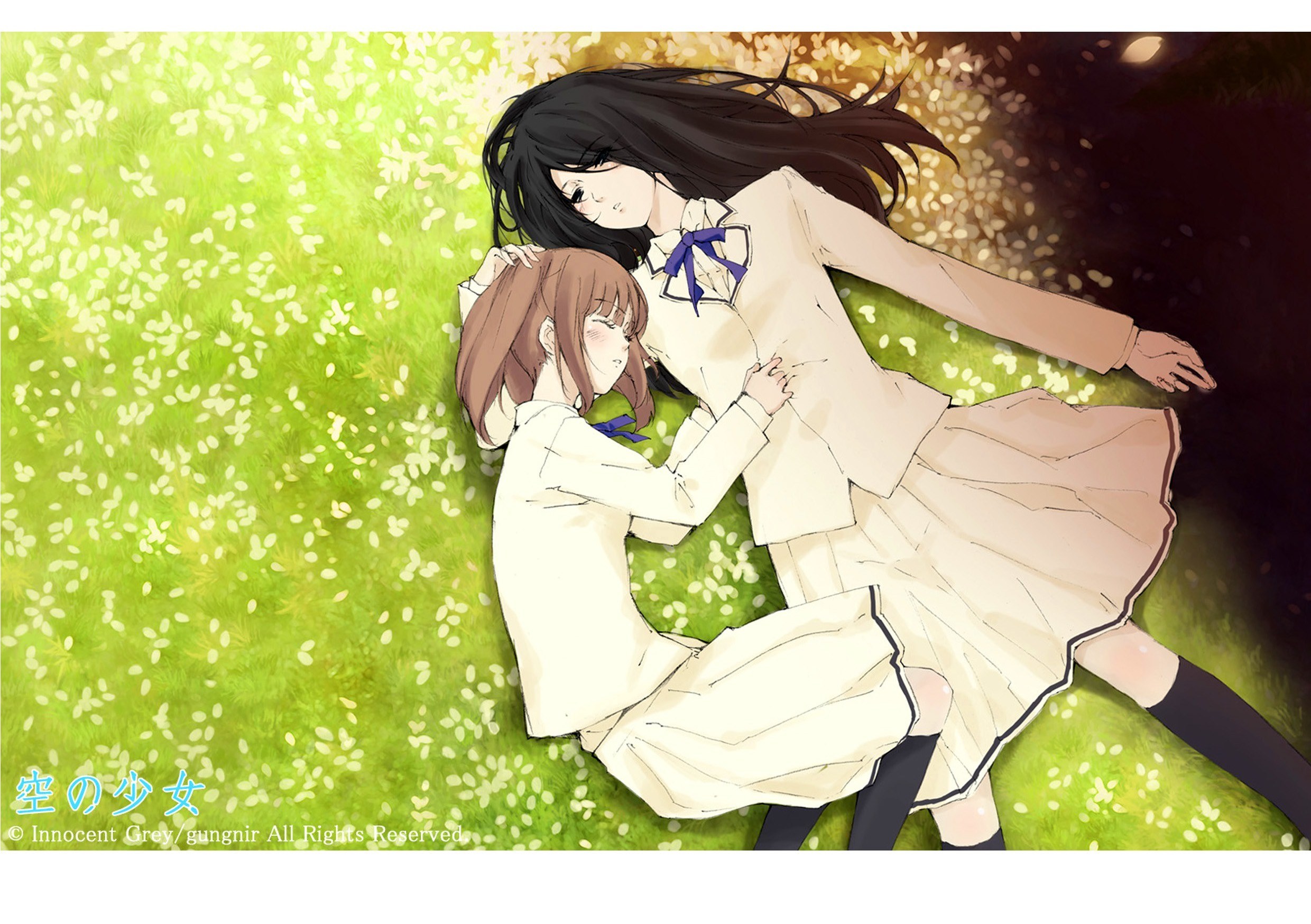 Two girls in school uniforms