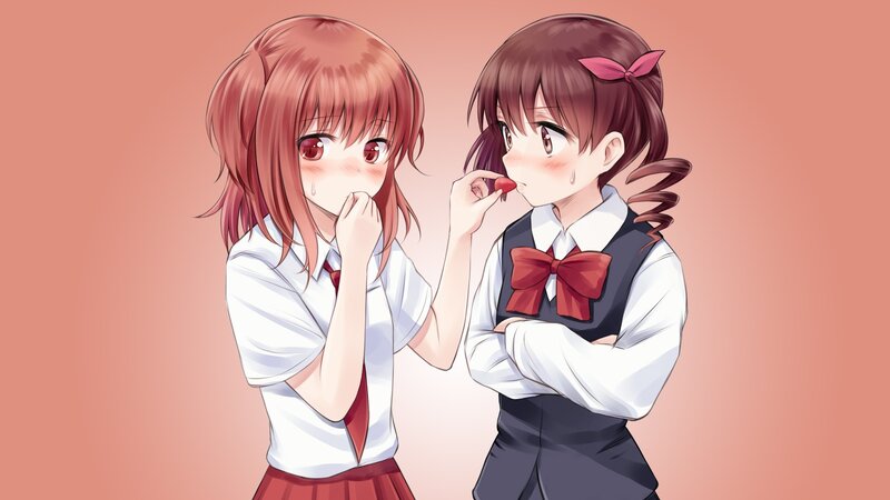 Two girls in school uniforms
