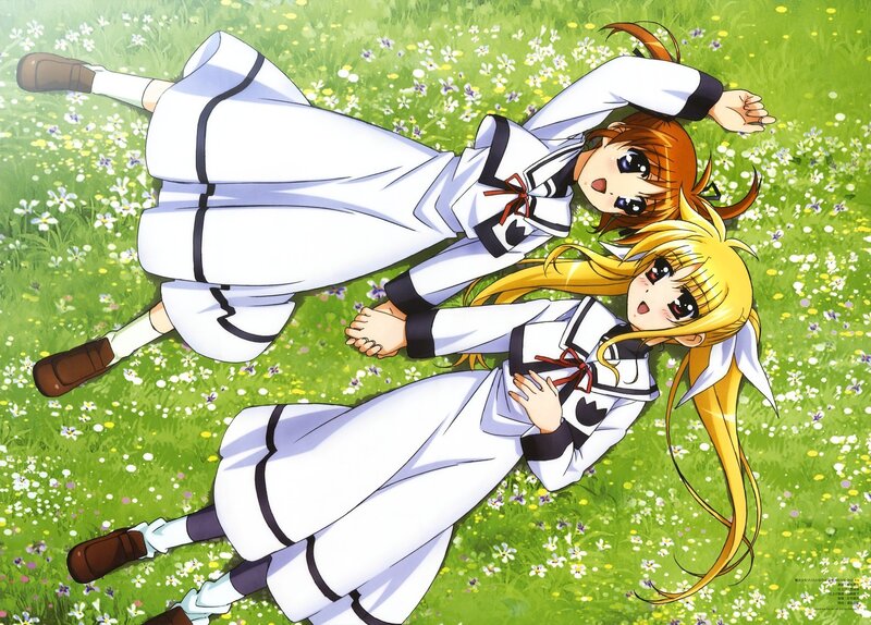 Two girls in school uniforms
