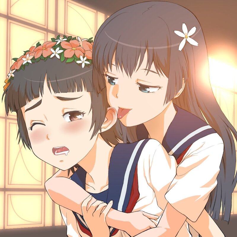 Two girls in school uniforms