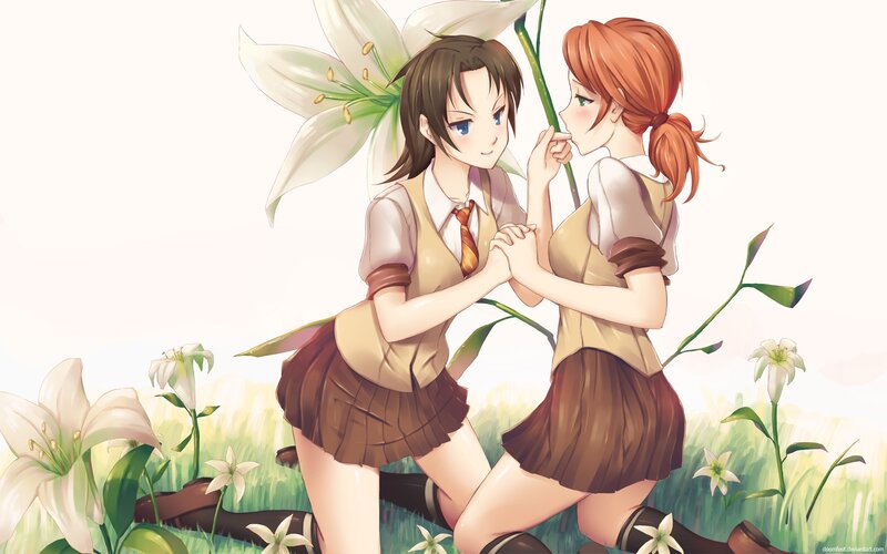Two girls in school uniforms