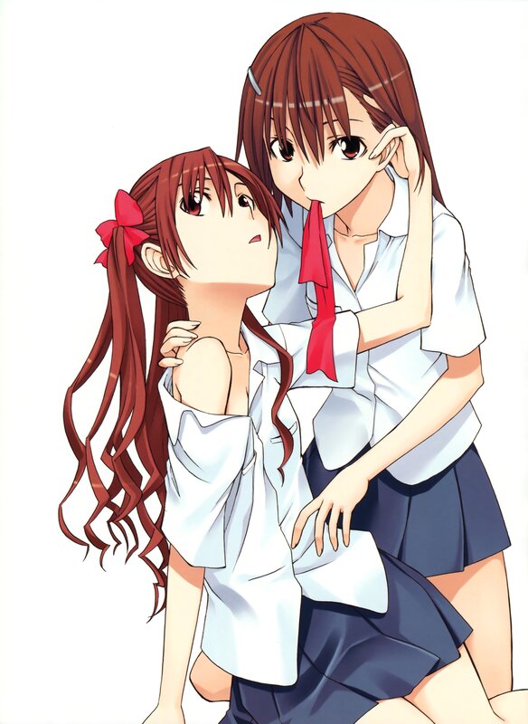 Two girls in school uniforms
