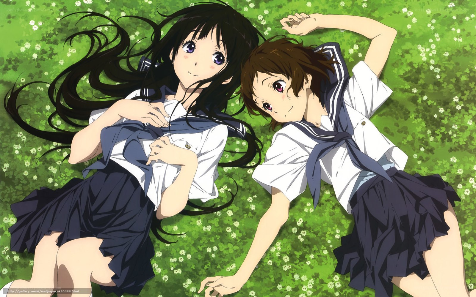 Two girls in school uniforms