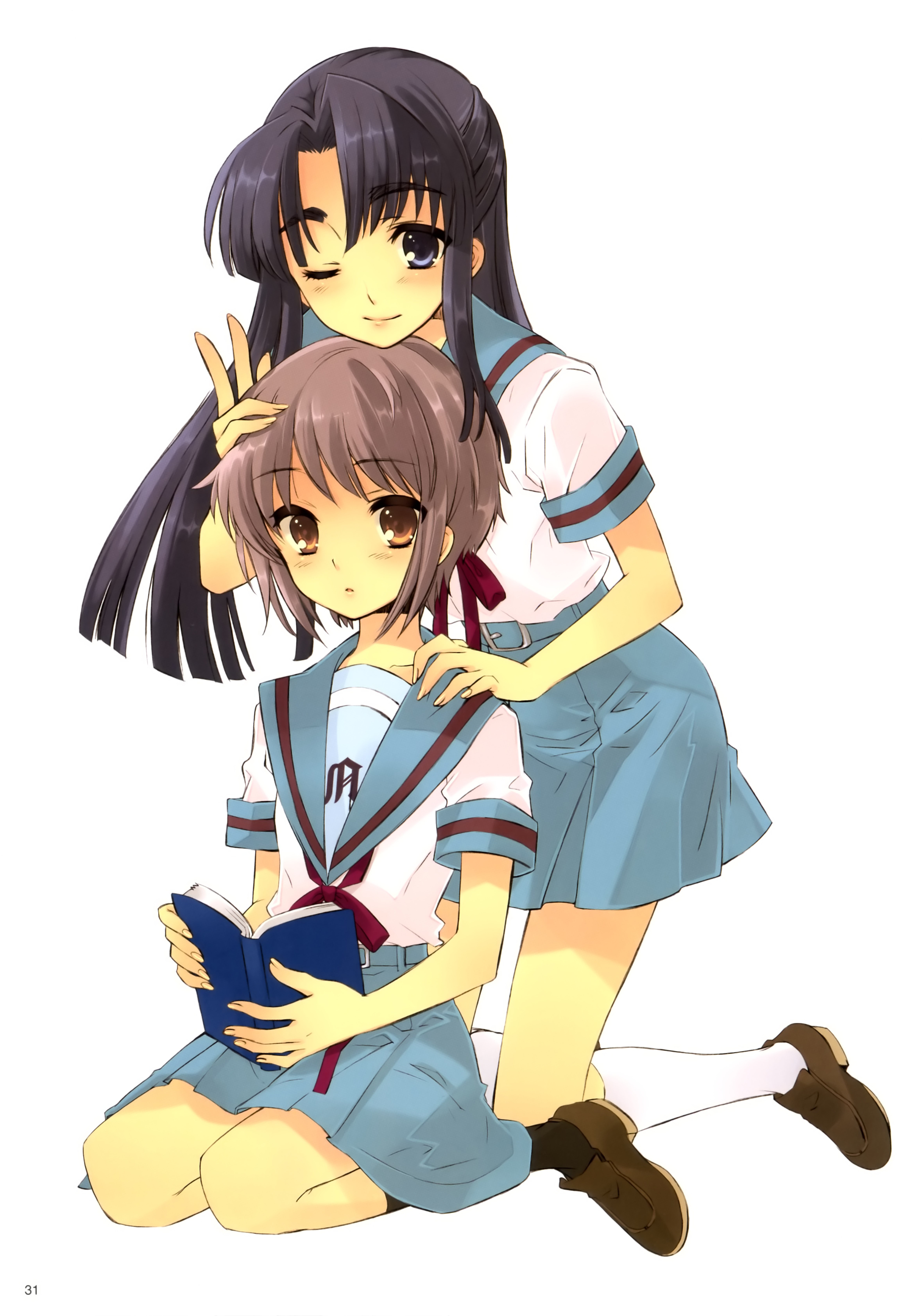 Two girls in school uniforms