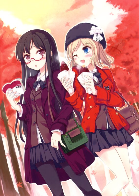 Two girls in school uniforms