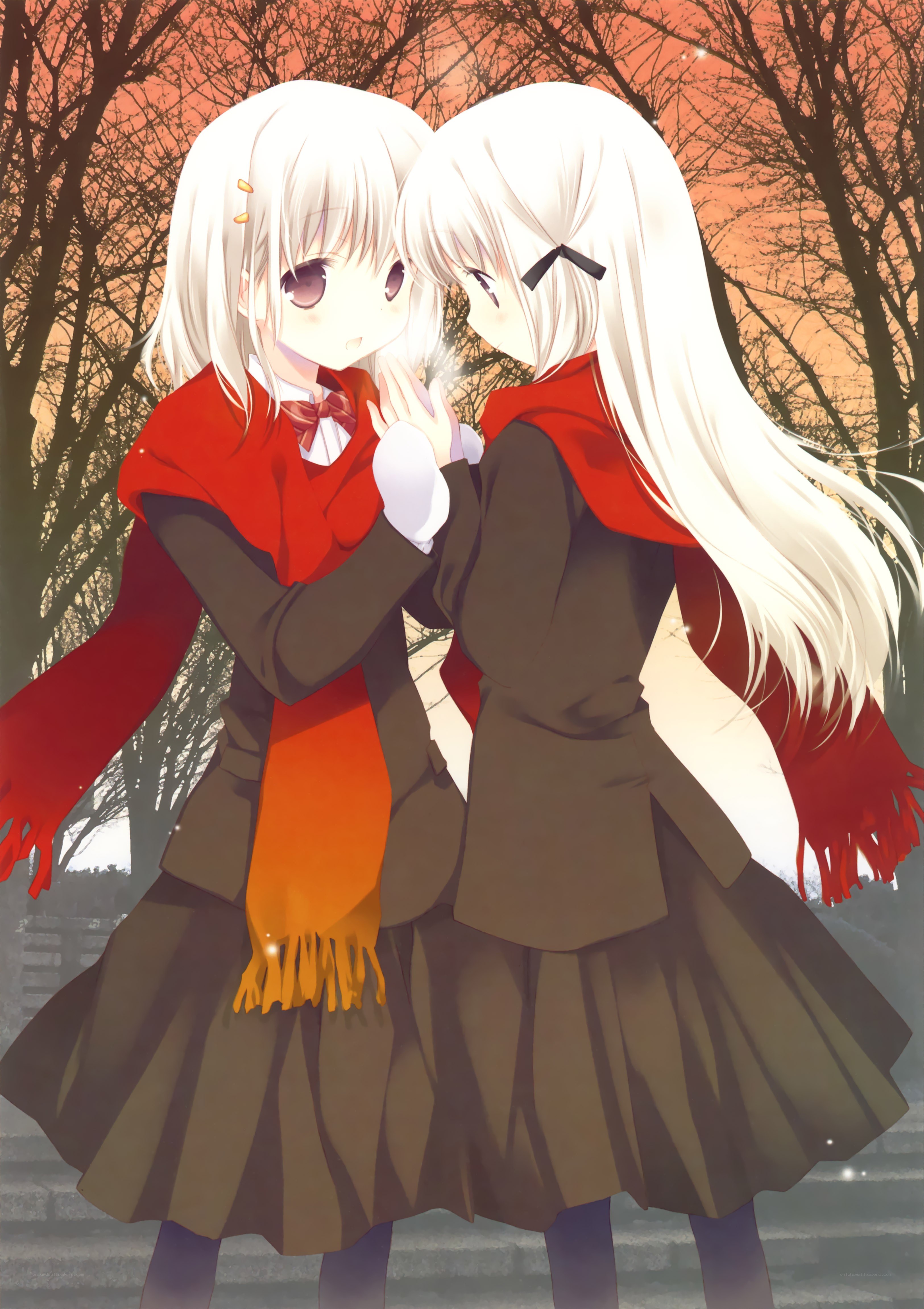 Two girls in school uniforms