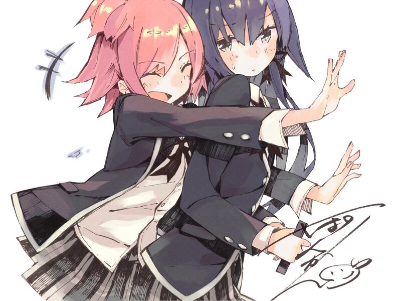 Two girls in school uniforms