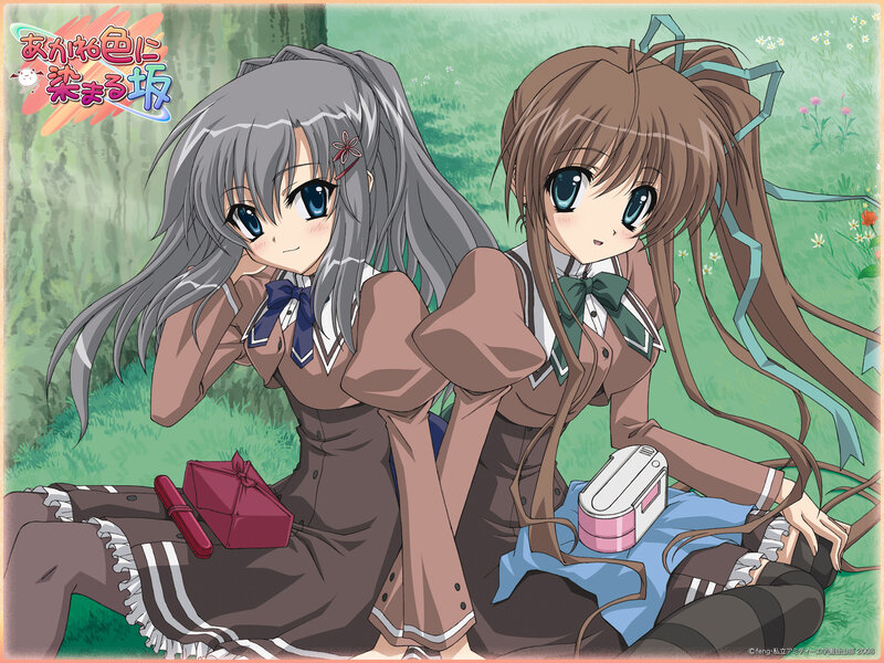 Two girls in school uniforms