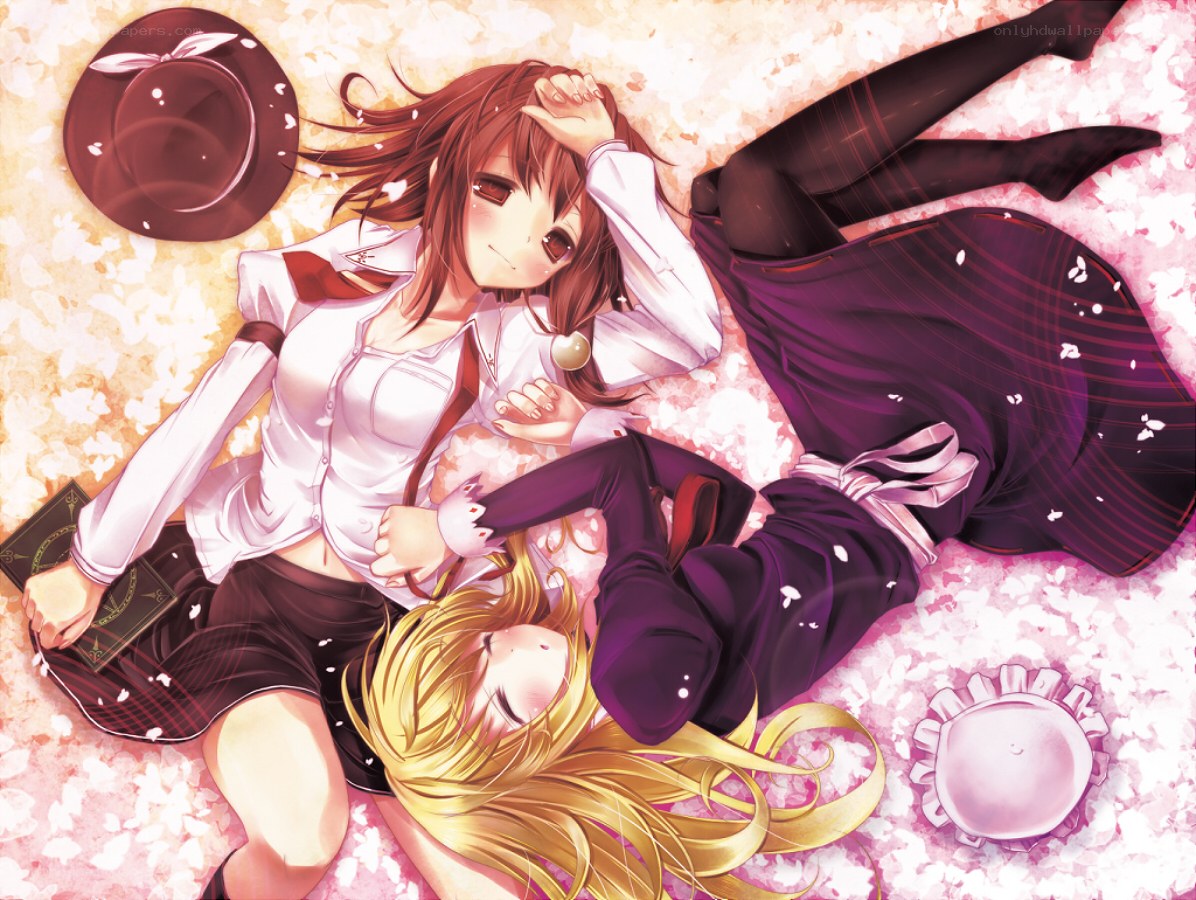 Two girls in school uniforms