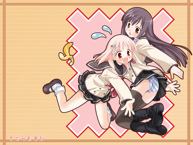 Two girls in school uniforms