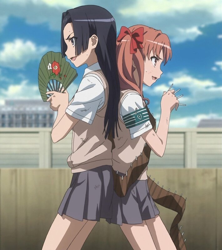Two girls in school uniforms