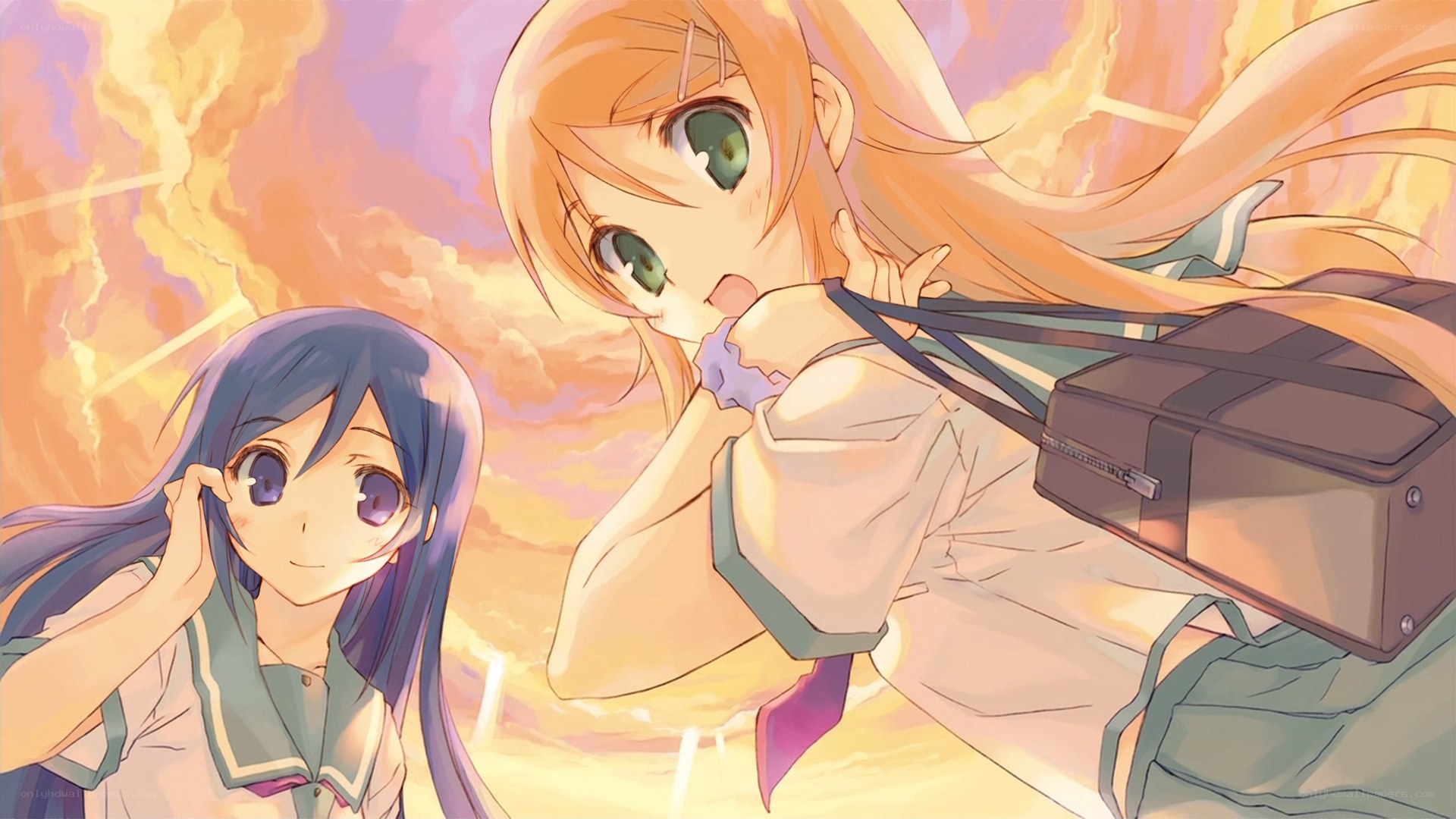 Two girls in school uniforms