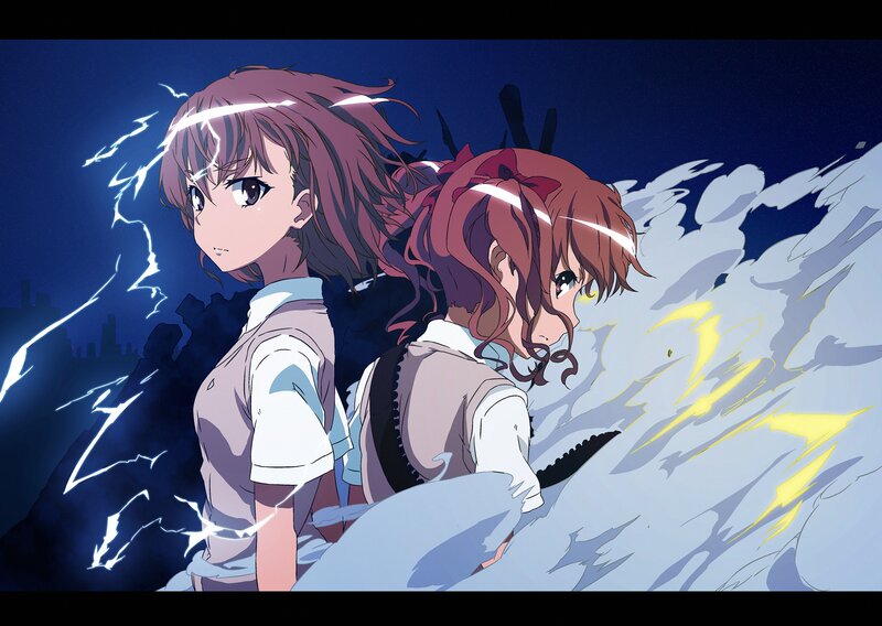 Two Girls in School Uniforms — Blue, Dramatic, Night, Anime