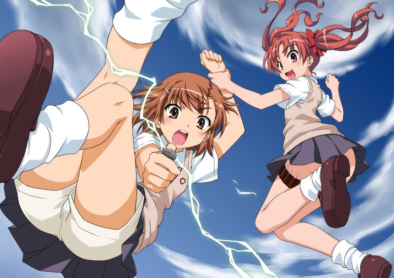 Two Girls in School Uniforms — Blue, Dynamic, Energetic