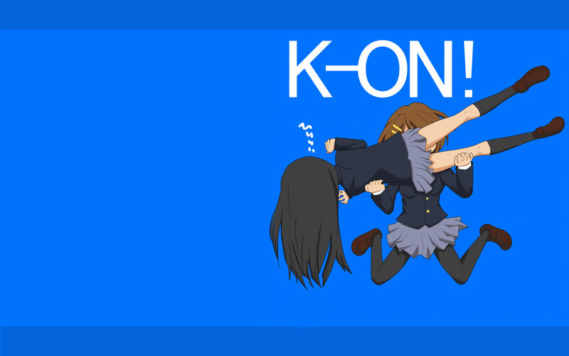 Two Girls in School Uniforms — Blue, Playful, Anime, School Uniform, Text