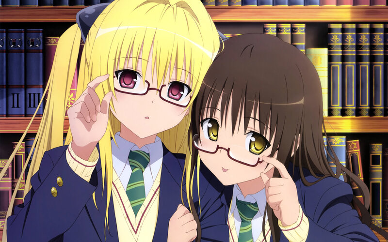 Two Girls in School Uniforms — Blue, Playful