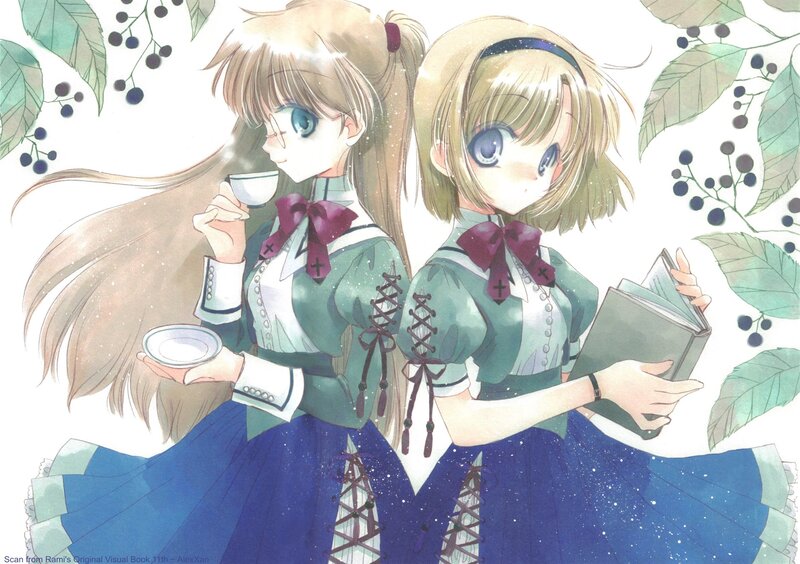 Two Girls in School Uniforms — Blue, Serene, Manga