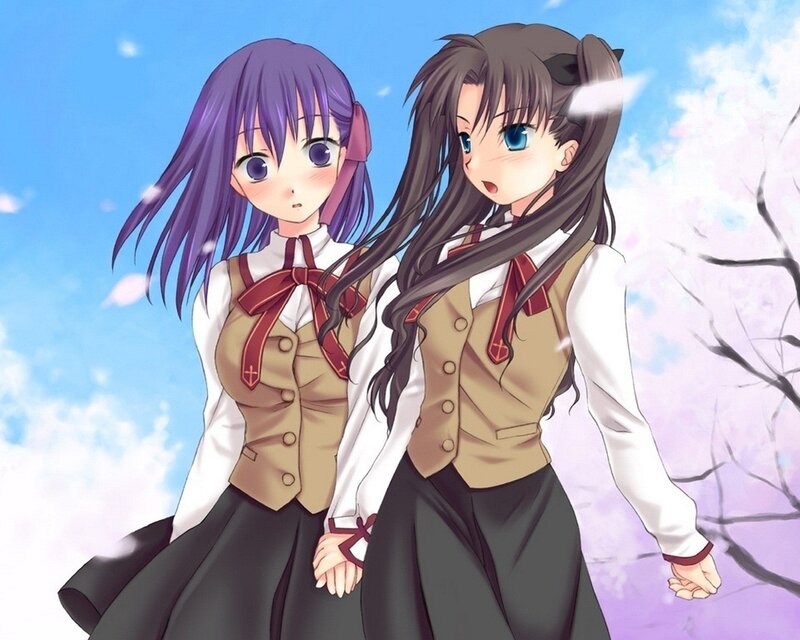Two Girls in School Uniforms — Blue, Serene, Spring