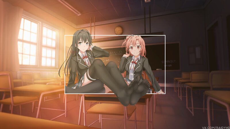Two Girls in School Uniforms — Brown, Calm, Afternoon, Anime