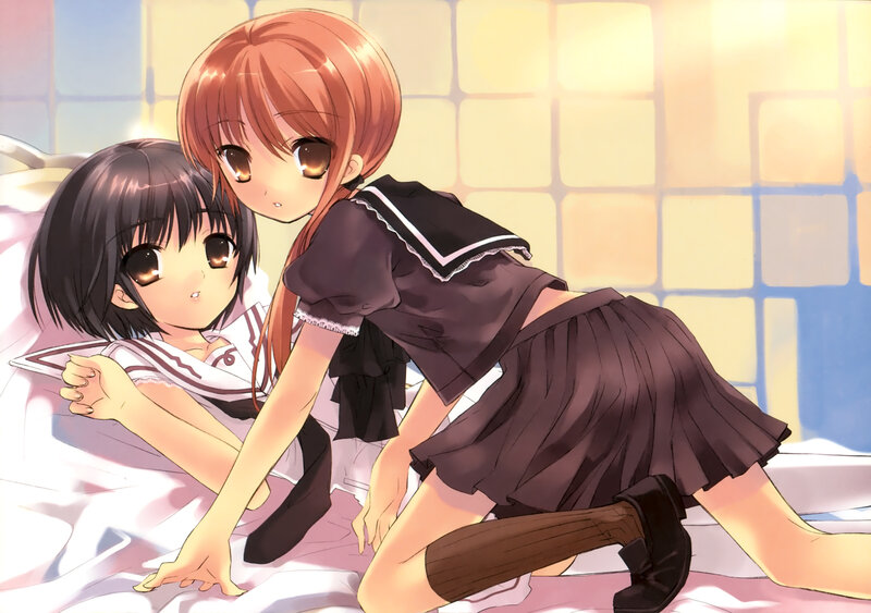 Two Girls in School Uniforms — Brown