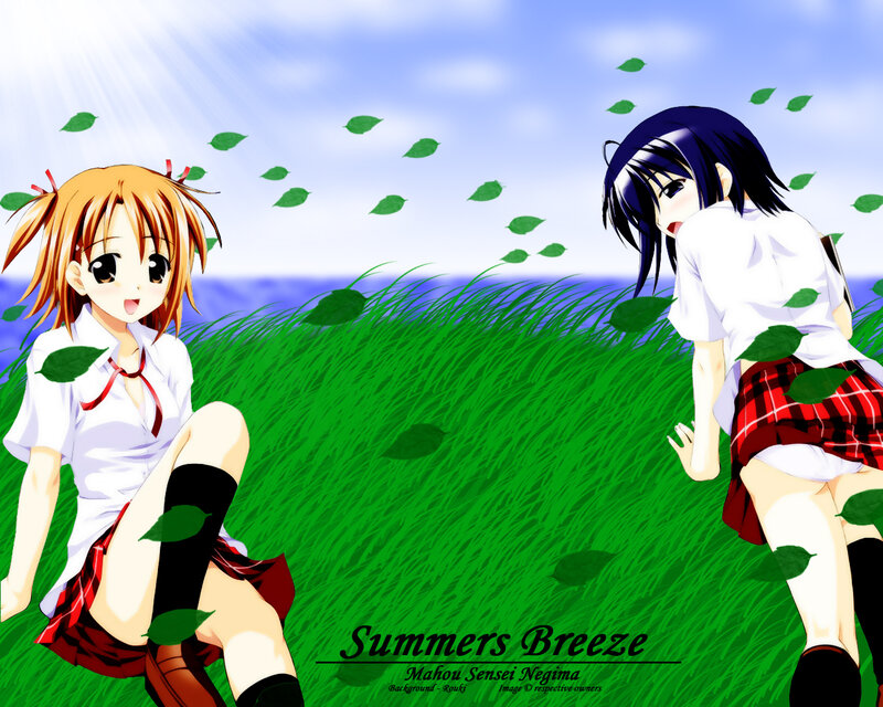 Two Girls in School Uniforms — Green, Serene