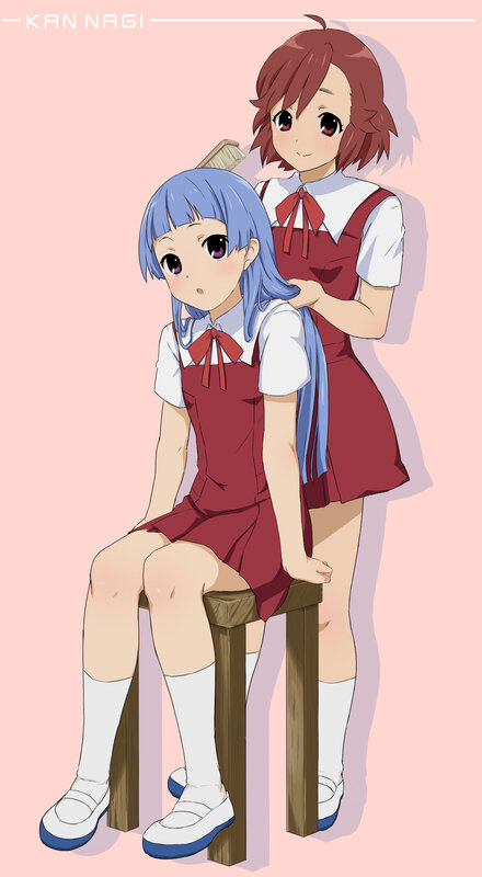 Two Girls in School Uniforms — Pink, Calm, Anime