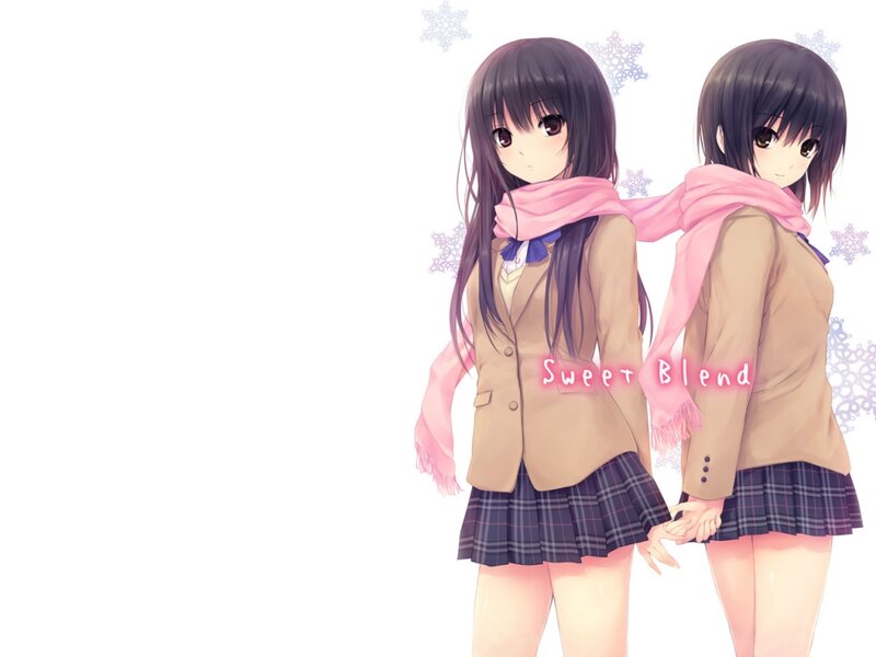 Two Girls in School Uniforms — Pink, Calm, Winter