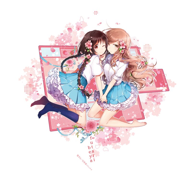 Two Girls in School Uniforms — Pink, Cheerful, Spring