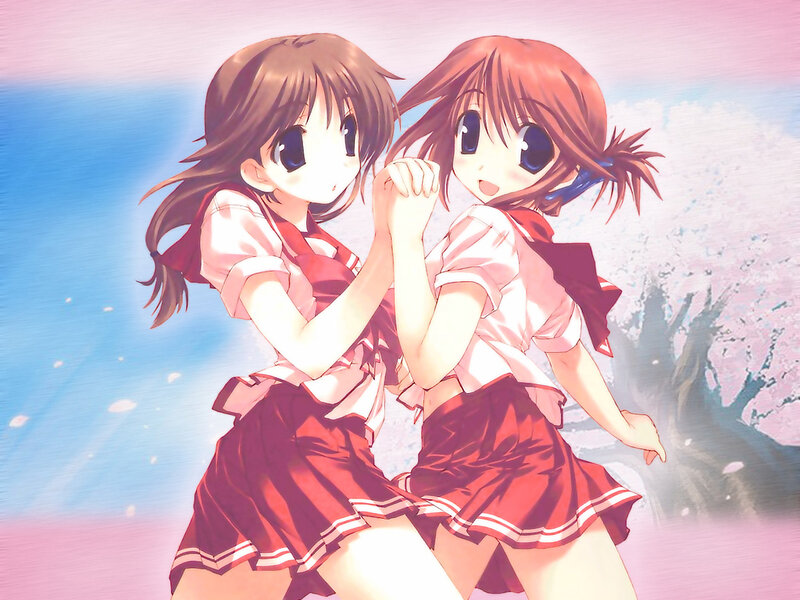 Two Girls in School Uniforms — Pink, Cheerful