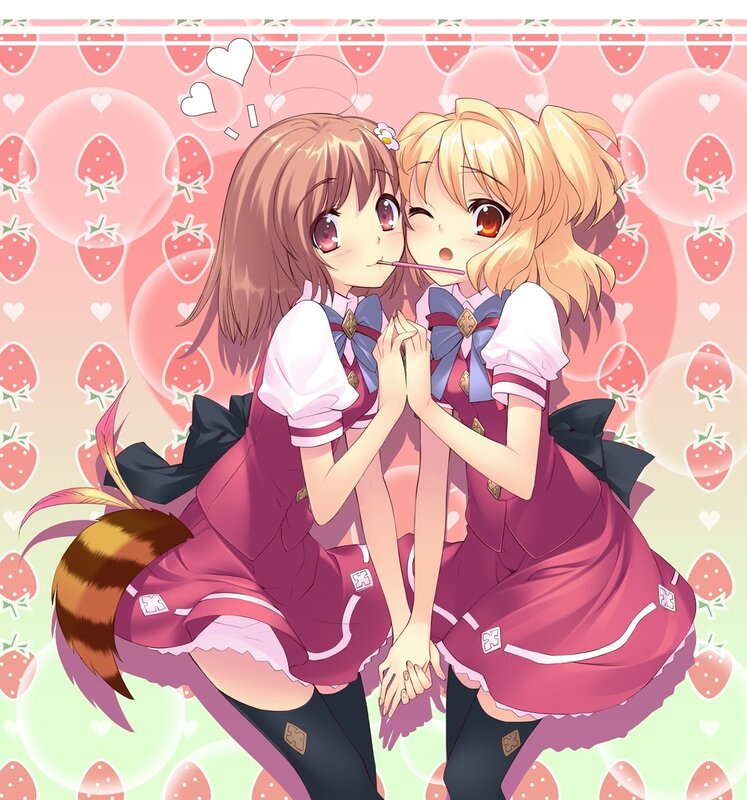Two Girls in School Uniforms — Pink, Cute