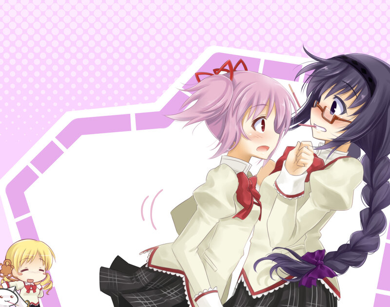 Two Girls in School Uniforms — Pink, Playful