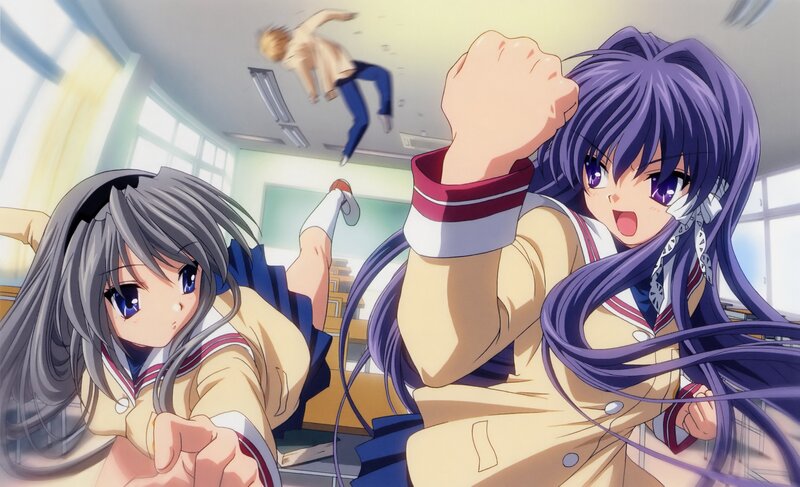 Two Girls in School Uniforms — Purple, Chaotic