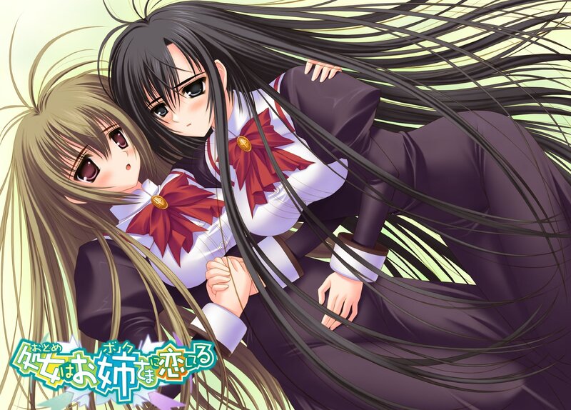 Two Girls in School Uniforms — Purple, Dramatic, Anime