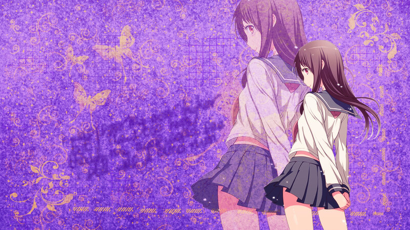 Two Girls in School Uniforms — Purple, Dreamy, Anime