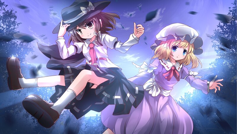 Two Girls in School Uniforms — Purple, Dynamic
