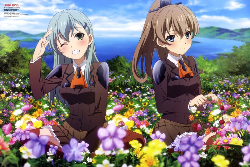 Two Girls in School Uniforms — Purple, Serene, Afternoon