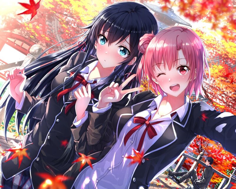 Two Girls in School Uniforms — Red, Cheerful