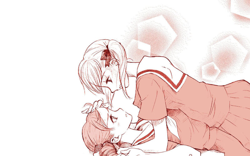 Two Girls in School Uniforms — Red, Intimate