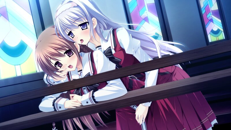 Two Girls in School Uniforms — White, Dramatic, Anime, School Uniform