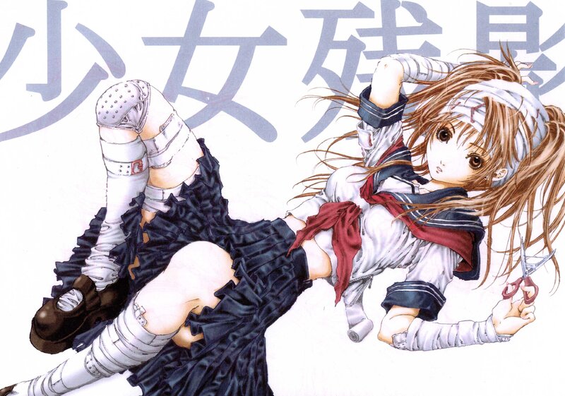 Two Girls in School Uniforms — White, Dramatic, Manga