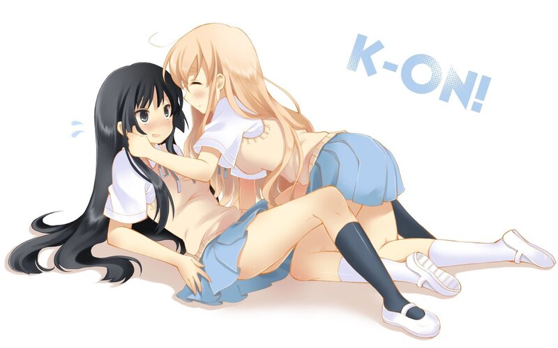 Two Girls in School Uniforms — White, Playful, Anime, School Uniform, Blush, Text