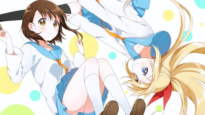 Two Girls in School Uniforms — White, Playful, Anime, School Uniform