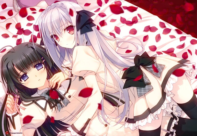 Two Girls in School Uniforms — White, Romantic, Anime