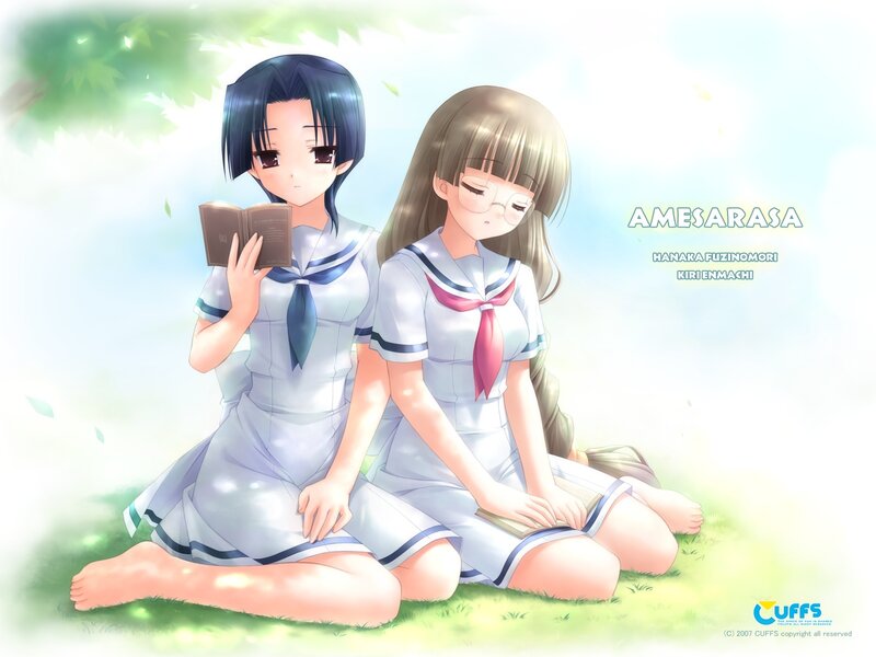 Two Girls in School Uniforms — White, Serene, Afternoon, Anime, School Uniform
