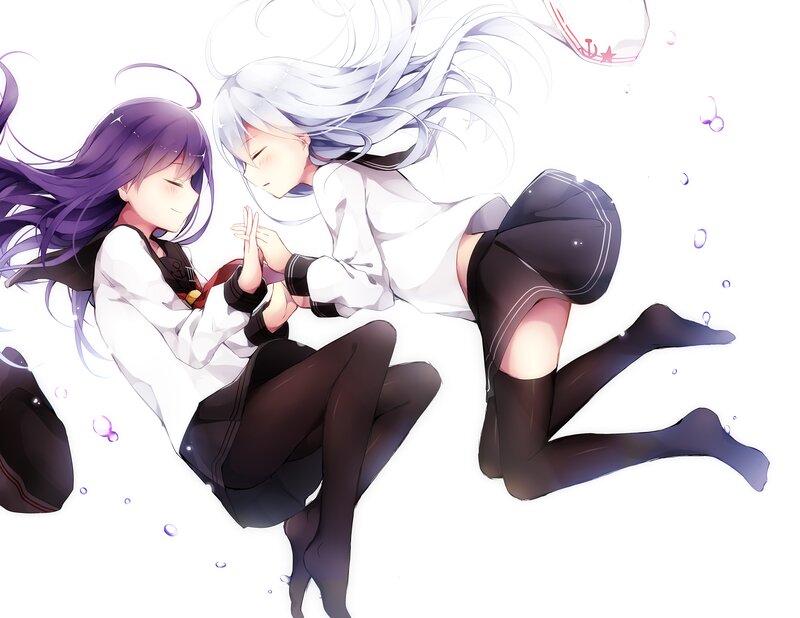 Two Girls in School Uniforms — White, Serene, Anime