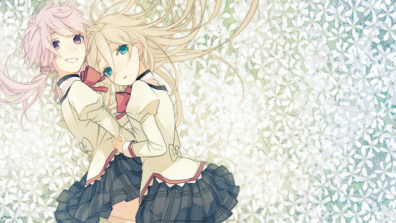 Two Girls in School Uniforms — White, Serene