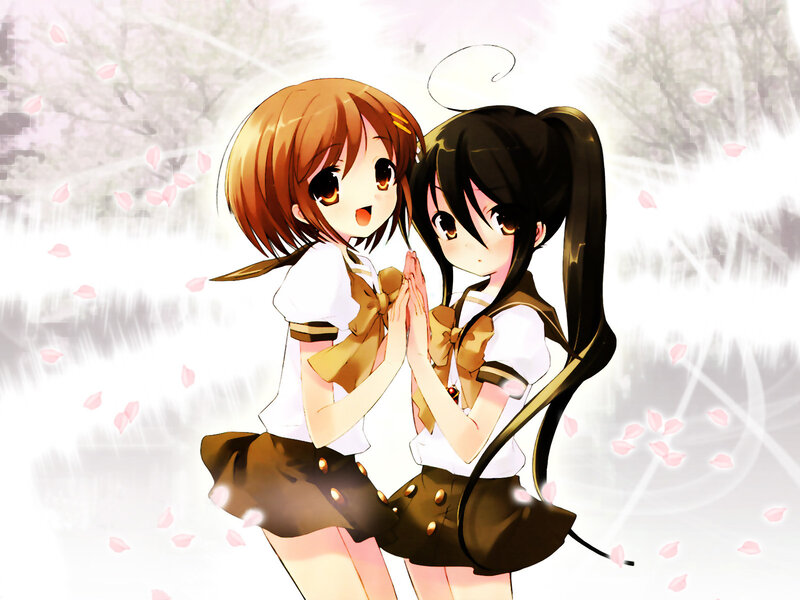 Two Girls in School Uniforms — White