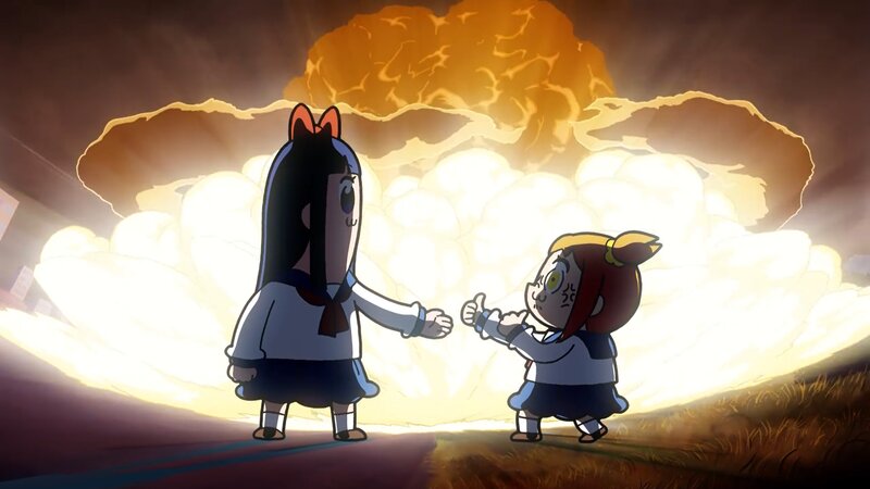 Two Girls in School Uniforms — Yellow, Dramatic