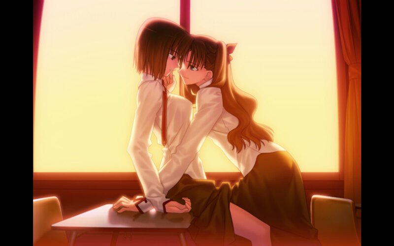 Two Girls in School Uniforms — Yellow, Intimate